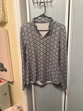 Nivo Women's Long Sleeve Quarter-Zip Golf Top Black White Floral Print Size S